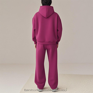Ensemble de survêtement personnalisé OEM pour homme : sweat à capuche et pantalon de jogging amples en molleton de coton uni, style oversize - Product Image 2