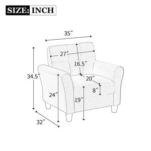 Moderno 35 \ "Gris claro-Azul Sillón de 1 plaza Sofá tapizado de lino Muebles para el hogar Oficina Reemplazo de la silla de la sala de estar - Product Image 2