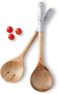 Bamboo salad spoon fork serving set reusable eco friendly utensils for salad <b>pasta</b> fruit and dining table decor - Product Image 5