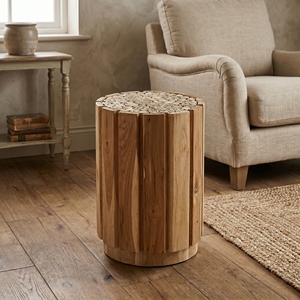 Silla de Madera de Teca, Taburete Redondo de Madera, Asiento Decorativo, Pedestal de Tronco Natural, Colecciones de Muebles Balineses Hechos a Mano de Primera Calidad - Product Image 2