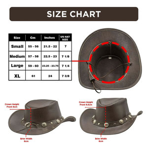 Sombreros de Vaquero de Cuero Impermeables para Viajes al Aire Libre, Ecológicos, Ligeros, de Alta Calidad, Color Marrón Vintage, Ajustables y a la Moda, Venta al Por Mayor - Product Image 6