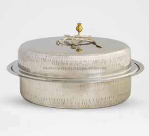 Chauffe-plat en métal de luxe, nouveau design, en acier inoxydable martelé, pour la maison, l'hôtel et les réceptions. - Product Image 1
