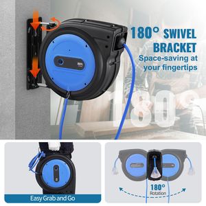 Avvolgicavo Elettrico Retrattile Rinforzato da 24 Metri, Cavo di Alimentazione 12AWG/3C SJTOW, Presa Tripla Illuminata 15 Amp, Materiale ABS, CEE - Product Image 6