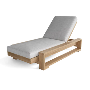 Chaise longue en teck massif de haute qualité avec finition naturelle et coussin imperméable pour mobilier d'hôtel - Product Image 2