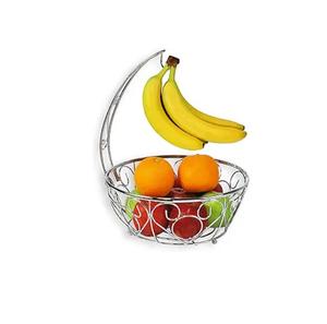 Soporte de metal plateado para plátanos, estante decorativo de metal plateado con cesta de metal para frutas, ideal para la cocina del hogar. - Product Image 4