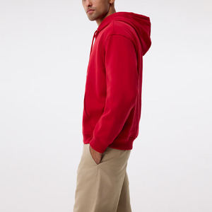 Men's <b>Red</b> Hooded Fleece Pullover <b>Hoodie</b> Pocket Design Quick Dry Breathable Regular Fit Solid Color Casual Winter Wear Customized - Product Image 6