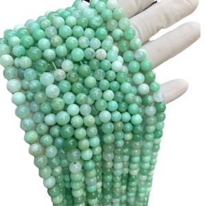 Perles de pierre vert clair en chrysoprase, perles en vrac pour la fabrication de bijoux DIY, fourniture directe usine - Product Image 2