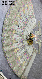 Lehenga ชุดแต่งกายสำหรับงานปักเลื่อมงานปักเลื่อมงานทำจากผ้าใบ & แคนวาส - Product Image 4