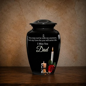 Urne funéraire commémorative pour papa, grande urne funéraire pour adulte, noire, hommage commémoratif, 10 pouces - Product Image 2