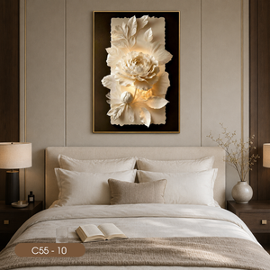 Peinture florale abstraite haut de gamme, art mural moderne en verre trempé fait main, miroir, cadre personnalisable, modèle C55-10, élégant pour la maison - Product Image 6