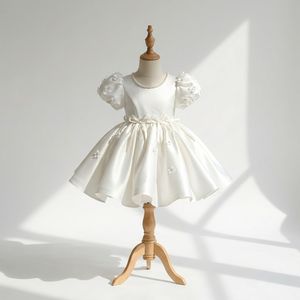 Vestido de Fiesta Corto de Satén de Alta Calidad, Elegante, Estilo Princesa, Vestidos de Flores para Niñas, para Cumpleaños, Bodas y Concursos - Product Image 1