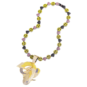 Colgante de elefante de lujo estilo hip hop con incrustaciones de cristales y diamantes de imitación, chapado en plata, joyería unisex estilo hip hop con diseño de animal, en venta. - Product Image 4