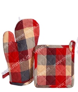 <b>Oven</b> Mitts <b>Glove</b> & Pot Holder Set Heat Resistance Microwave Tool 100% Cotton <b>Silicon</b> Backed Cheap Manufacturers Wholesale - Product Image 1