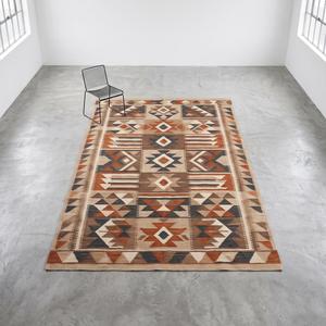 Tapis tissé à la main en laine, style sud-ouest, motif géométrique, kilim, pour salon et décoration intérieure - Product Image 1