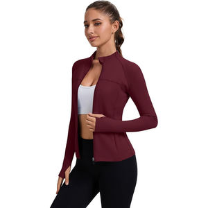 <b>Women's</b> Thermal Yoga Jacket Lightweight Fleece Lined Skinny Fit Zip Up Cold Studio Workout Warm Up Layer - Product Image 3