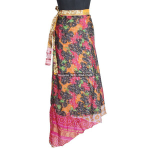 Nuevo Sarong de Seda de Doble Capa Reversible, Falda Mágica Envolvente de la India, Envoltura Mágica Reversible, Envolturas Largas de la India - Product Image 5