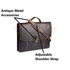 Sac de transport pour ordinateur portable en cuir véritable fonctionnel et durable pour un usage quotidien et les voyages, étui de rangement professionnel organisé - Product Image 4
