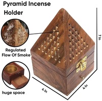 Holz pyramide Form Weihrauch Box Halter Ständer Holz Agarbatti Ständer mit Asche fänger für Home Office
