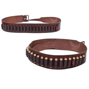 Ceinture porte-cartouches en cuir de vachette avec longueur réglable et boucle - Product Image 1
