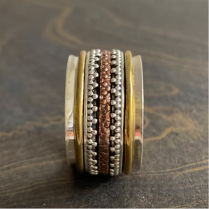 High Grade 925 Silver <b>Spinner</b> Multi Layer Wide Band <b>Ring</b> - Fine Jewelry For Parties & Occasional Wear - Product Image 2