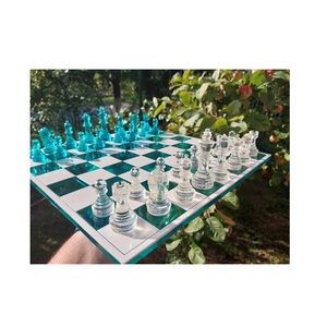 Luxury Custom Acrylic <b>Chess</b> Set Transparent Blue Glass Resin <b>Chess</b> Pieces Modern <b>Table</b> <b>Board</b> Game Wholesale Acrylic <b>Chess</b> Game - Product Image 6