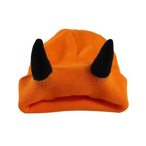 Bonnet en tricot chaud et amusant pour homme, avec cornes de diable, style hip-hop, personnalisé pour Halloween, collection automne-hiver, idéal pour les voyages, en tissu courant - Product Image 4