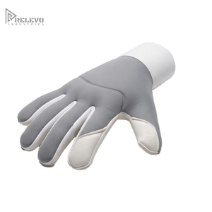 OEM Custom Two-Tone White Grey Goalkeeper <b>Gloves</b> 4mm Contact Latex Palm Seamless Neoprene Body Wrapped Thumb Elastic Wrist Strap - Product Image 1