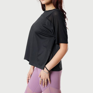 Ropa Deportiva para Mujer, Camiseta para Correr al Aire Libre, Talla Grande, Poliéster/Spandex, Elástica, Tejida, para Entrenamiento - Product Image 4