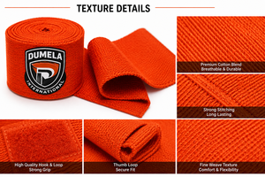 DUMELA INTERNATIONAL Bandages de boxe personnalisés avec logo pour entraînement MMA, respirants, durables, en coton élastique, pour le kickboxing - Product Image 6