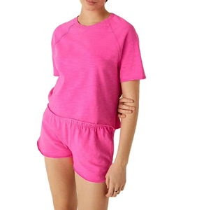 Ensemble 2 pièces tricoté pour femme : short et haut à col rond, manches courtes, couleur unie, coupe ample, au-dessus du genou, respirant, décontracté, printemps-été - Product Image 5