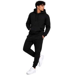 Ensemble de survêtement streetwear vert menthe pour homme, à capuche, manches longues, couleur unie, décontracté, respirant, en coton, avec cordon de serrage - Product Image 1