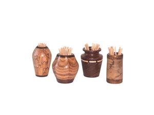 Porte-cure-dents en bois fait main, design visage de dessin animé, bois naturel, décoration de table, accessoire de cuisine - Product Image 4