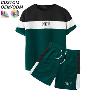 <b>Mens</b> Solid Casual Streetwear Knitted T-Shirt <b>Shorts</b> Set Summer Lightweight Breathable <b>Silk</b> Screen Printed Custom Logo OEM ODM - Product Image 3