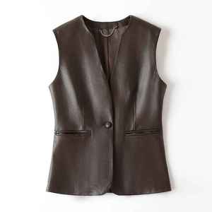 Chalecos de Cuero Clásicos sin Mangas para Hombre, Chaleco de Cuero Genuino de Piel de Vaca, Chaleco de Cuero a la Moda para Hombre - Product Image 1