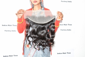Extensiones frontales HD 13*4 onduladas para mujer, cabello virgen indio, doble trama a máquina, sin procesamiento, color natural, fabricantes de cabello humano al por mayor. - Product Image 4