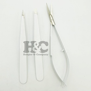 Ensemble de pinces à épiler professionnelles de haute qualité, fabriquées à la main, écologiques, de style classique, en acier inoxydable, avec ciseaux à ressort - Product Image 4