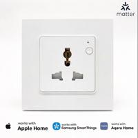 Prise murale intelligente 16A Wi-Fi/Zigbee/Matter avec contrôle de la consommation, compatible Tuya APP et commande vocale