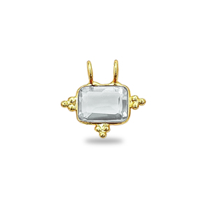 Colgante de cuarzo transparente rectangular con bisel elegante, hecho a mano, chapado en oro, joyería de piedra de nacimiento, proveedor de joyería de cuarzo transparente - Product Image 1