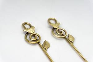 Lot de 2 couverts vintage en laiton, motif oiseau, faits à la main, avec manche en spirale et feuille, cuillère et fourchette dorées, idéal pour un cadeau - Product Image 5