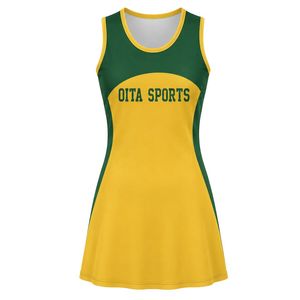 Yellow Green Sublimated Netball Dress Women's <b>Athletic</b> Team Uniform Sleeveless Game Wear Sports Training Jersey Outdoor Apparel - Product Image 3