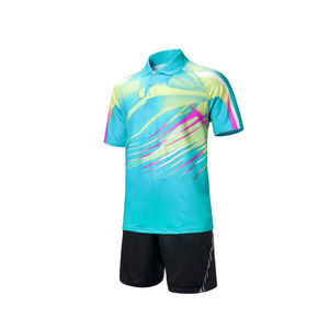 Polo de tennis imprimé personnalisé et short de badminton, vêtements de tennis de table pour l'équipe masculine, kit d'uniformes d'entraînement - Product Image 4