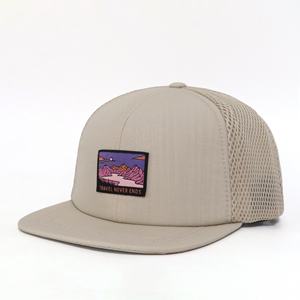 Casquettes Snapback ajustables respirantes à séchage rapide en polyester/coton avec logo tissé personnalisé, idéales pour la randonnée et les activités de plein air, visière plate 6 - Product Image 6