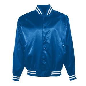 Custom Satin Varsity <b>Jacket</b> Men <b>Women</b> <b>Bomber</b> <b>Jacket</b> Snap Button Ribbed Collar <b>Lightweight</b> Baseball <b>Jacket</b> OEM - Product Image 1