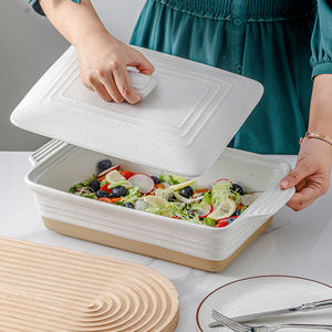 Plat à four rectangulaire extra large en verre/céramique de qualité professionnelle, résistant au four et au lave-vaisselle, empilable - Product Image 3