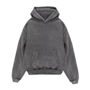 ผู้ผลิตเสื้อฮู้ดดี้ผู้ชายแบบหนาพิเศษทรงโอเวอร์ไซส์ปักลายพร้อมกระเป๋าซิปสำหรับฤดูใบไม้ร่วง  เสื้อฮู้ดดี้ผู้ชายแบบฟอกสีสไตล์วินเทจ - Product Image 6