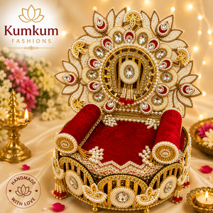 Mandir Decorativo Desmontable para Pooja, con Figuras de Dioses (Singhasan, Laddu, Gopal, Ganesha), para Janmashtami y Diwali, Recuerdos Festivos Indios - Product Image 1