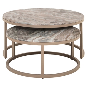 Modern Eco-Friendly Marble Top <b>Coffee</b> <b>Table</b> <b>Set</b> with Metal Frame <b>Nesting</b> Design for Living Room and Hotel Furniture - Product Image 2