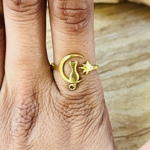 Market Favorite Cat <b>Rings</b> Celestial Brass <b>Ring</b> For Women 18k Gold Plated Dainty Moon Star <b>Open</b> Jewelry Wholesale/OEM/ODM - Product Image 6