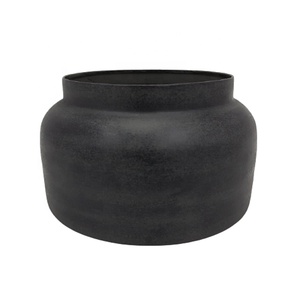 Attractive Design Iron Luxury Metal <b>Planter</b> <b>Garden</b> Decorative Round Shaped Black <b>Wood</b> Texture Finishing - Product Image 1