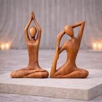 Sculpture de yoga en bois artisanale, figurine abstraite de posture de yoga pour la décoration de maisons de luxe et les espaces bien-être